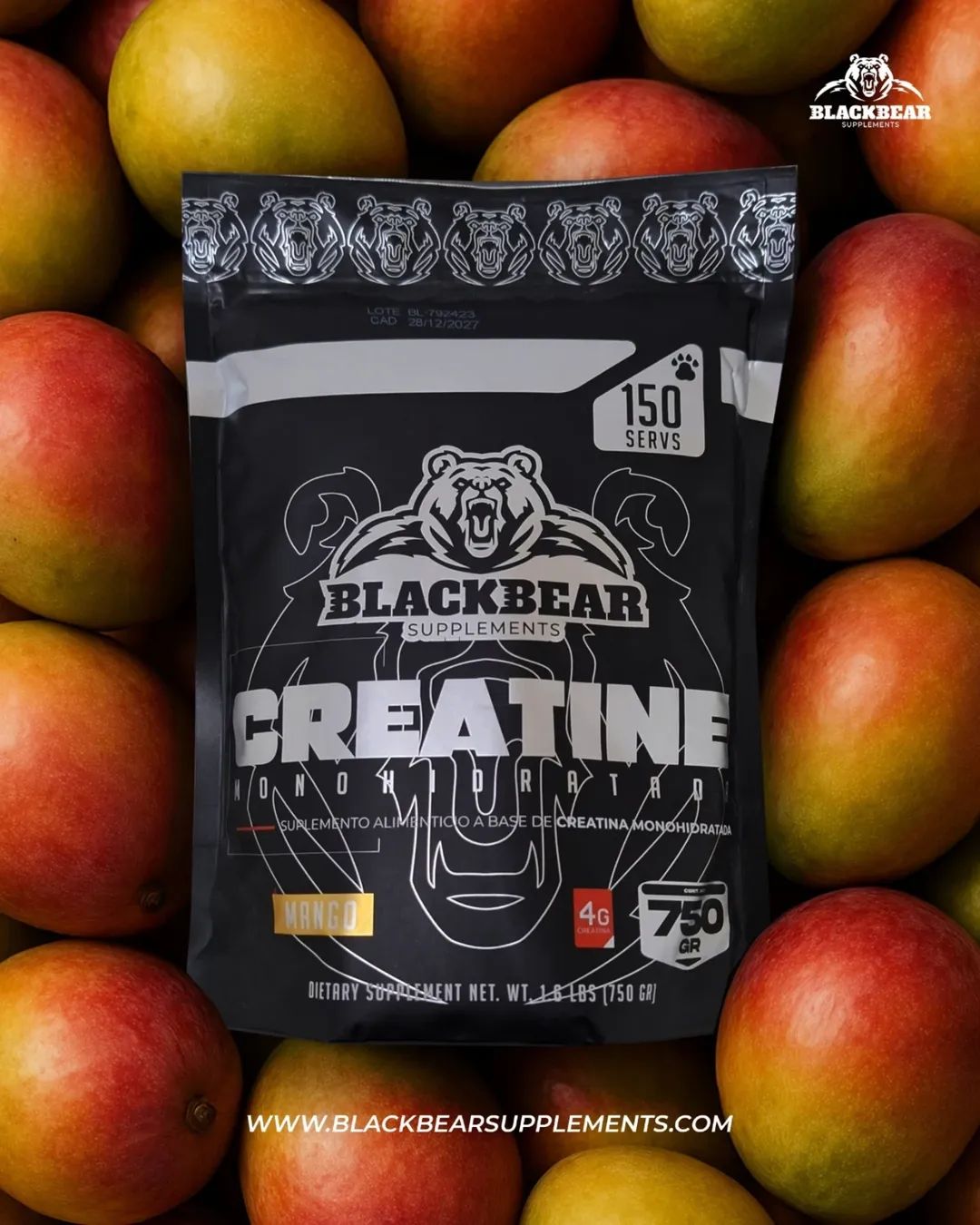Creatina Saborizada BlackBear 150 servicios Fresa / Mango