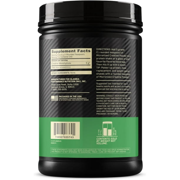 Creatina Micronizada Optimun Nutrition 240 Servicios