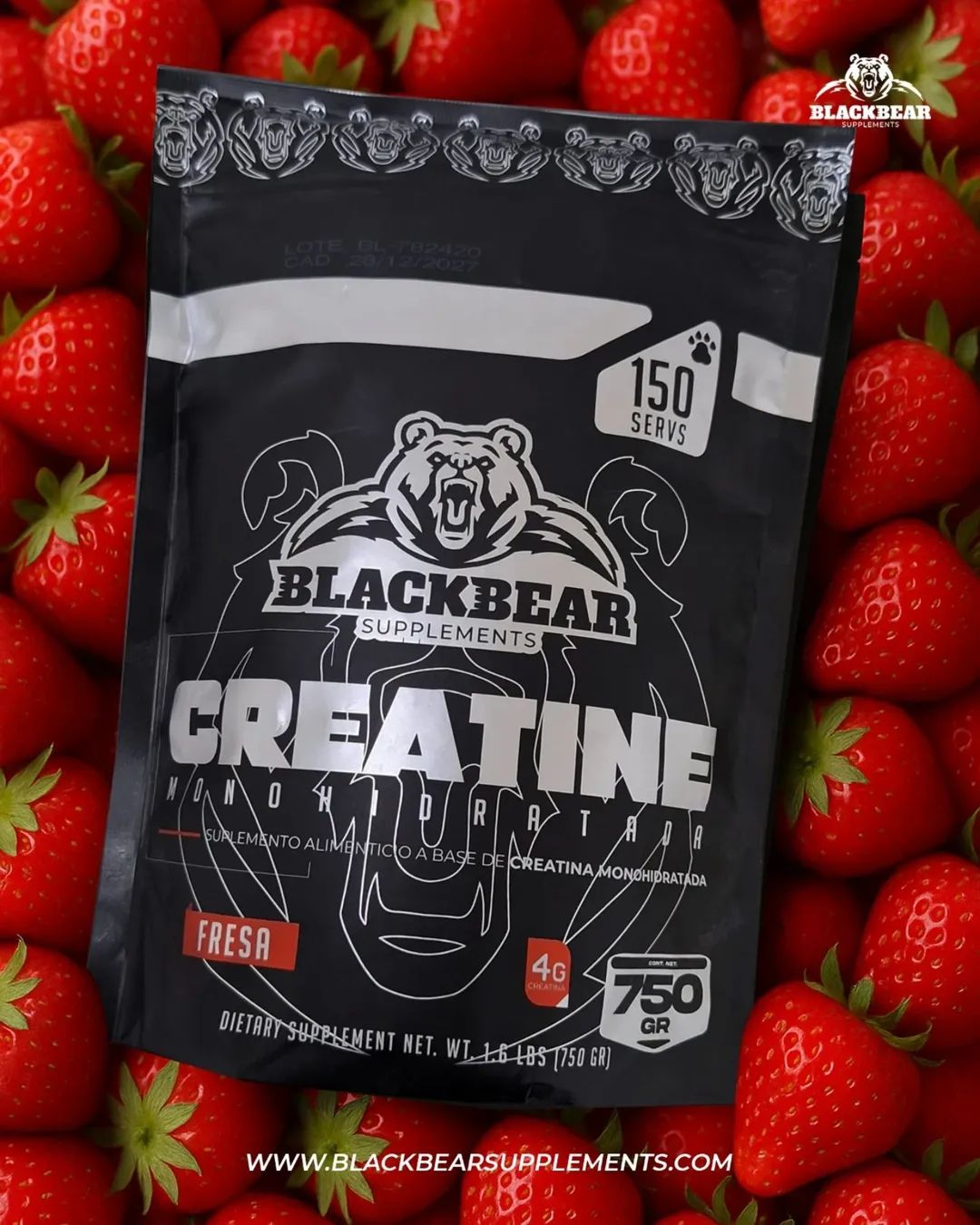 Creatina Saborizada BlackBear 150 servicios Fresa / Mango